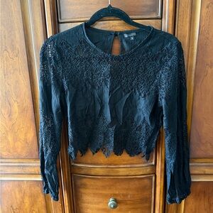 Black Lace Long-Sleeve Top